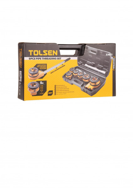 TOLSEN 9-teiliges Rohrgewinde-Set im Koffer